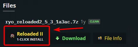 GameBanana Reloaded II 1-Click Install Button