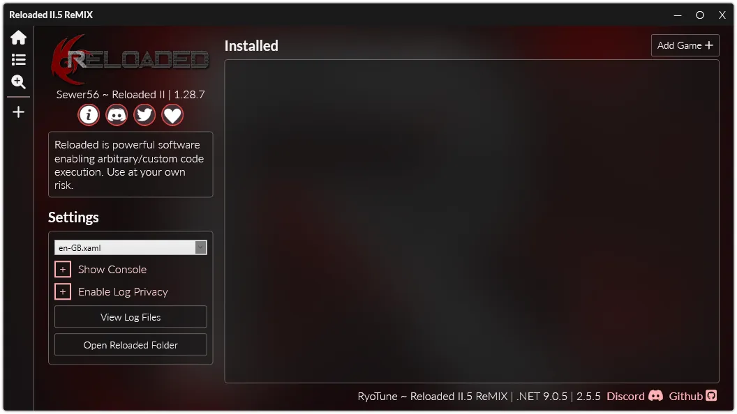 Reloaded 2.5 Remix Home Page