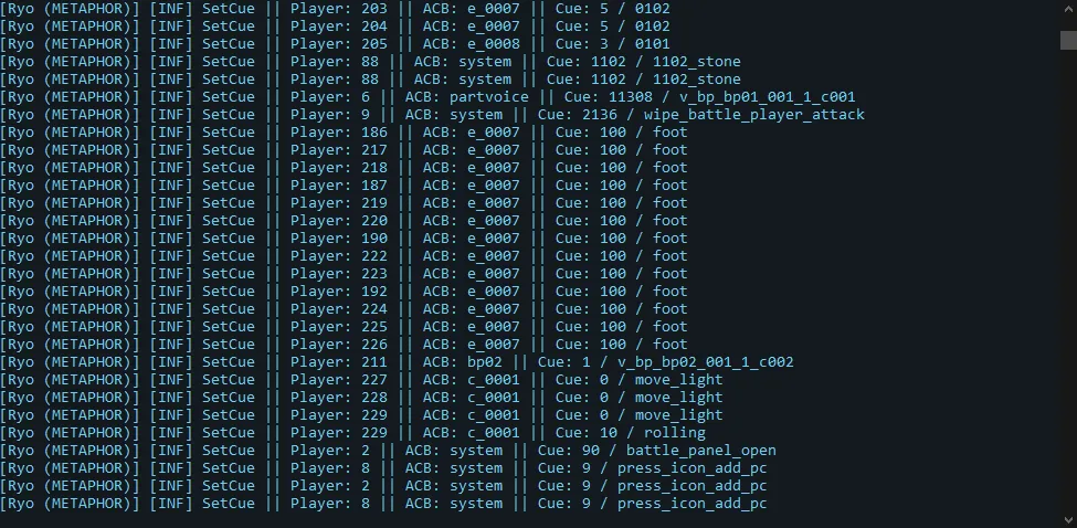 The Reloaded Console showing audio info after enabling Developer Mode.