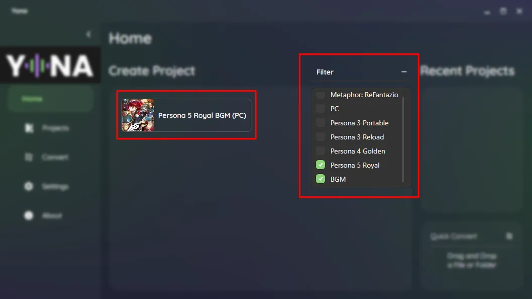 Filter Yona Project Templates