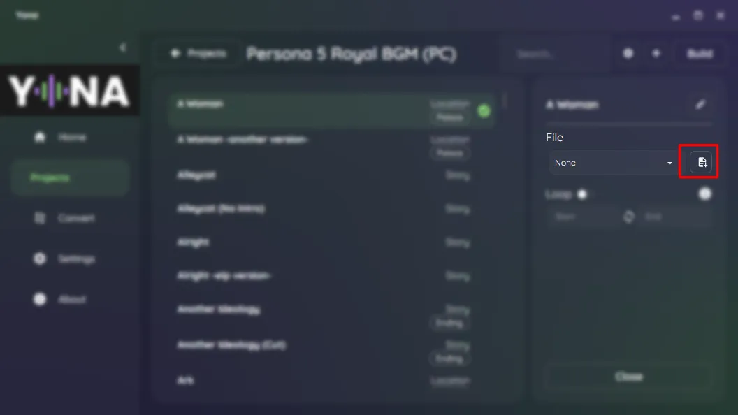 Click the Select File button to select a replacement audio file for the track.