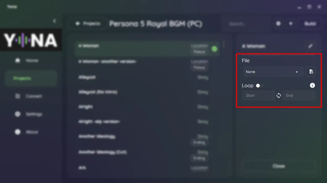 Set the track's File and Loop settings in the Track Panel.